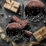 Xigejob Rose Gold And Black Party Decorations Tableware - Glitter Diamond Theme ... - Image 8