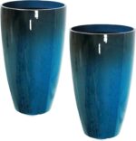 2 Packs 21 inch Tall Planter, Indoor Outdoor Round Planter for Porch, Large Plan... - Image 2