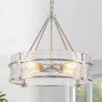 20.47" Modern Glass Chandelier for Dining Room, Brushed Nickel Textured Crystal ... - Image 2