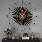 22 Inch Modern Sunburst Wall Clock Battery Operated, Black Metal Radiating Desig... - Image 2