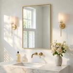 24"x36" Gold Bathroom Mirror for Wall, Shatterproof Tempered Glass, Brass Tone R... - Image 2