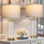 26" Gold Glass Table Lamps Set of 2, 3-Way Dimmable Touch Control Living Room La... - Image 2