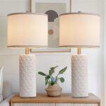 27 Inch Tall Farmhouse Table Lamp Set of 2, Large Ceramic Bedside Lamps for Bedr... - Image 2
