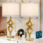 28.5" Modern Sculptural Living Room Table Lamps Set of 2 with USB A+C & AC Outle... - Image 2