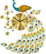29.5'' Large Peacock Wall Clock Inch, European Style Silent Quartz Movement Meta... - Image 2
