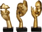 3 Piece Thinker Statue Gold Home Decor Abstract Face Sculpture Resin Thinker Fig... - Image 2