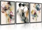3 Pieces Watercolor Canvas Wall Art, Abstract Poster Print, Romantic Couple and ... - Image 2