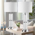3-Way Touch Control Crystal Table Lamps Set of 2, Silver Modern Bedside Lamp wit... - Image 2