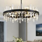 31.5in Modern Black Entryway Chandelier for Foyer, 12 Lights Round K9 Crystal Ch... - Image 2
