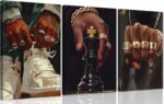 3Pcs Fashion Black Man Canvas Wall Art Luxury American Painting Black Men Pictur... - Image 2