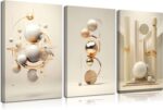 3pcs Modern Three-Dimensional Geometric Spheres Canvas Wall Art Abstract Luxury ... - Image 2