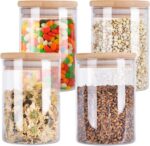 4 Pack Glass Storage Jars with Airtight Bamboo Lid, 27 OZ Glass Kitchen Canister... - Image 2