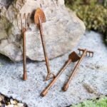 4-Piece Miniature Garden Tools Set, Rustic Metal with Vintage Rust Finish. for D... - Image 2