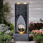 46.5" H Large Indoor Water Fountains - Modern Rectangular with Sphere - Waterfal... - Image 2
