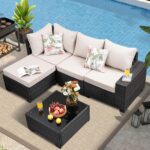 5 Pieces Outdoor Patio Furniture Set, Wicker Conversation Sets with Tea Table, R... - Image 2