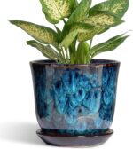 5.6 Inch Plant Pot - Ceramic Pots for Plants with Drainage Hole and Saucer, Roun... - Image 2
