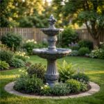 50-Inch Outdoor Water Fountain, 2-Tier Large Italian Cascading Resin Waterfall F... - Image 2