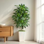 5FT Artificial Dracaena Tree - High-Density Foliage Fake Plant with White Tall P... - Image 2