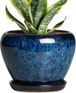 6 Inch Plant Pot - Ceramic Pots for Plants with Drainage Hole and Saucer, Round ... - Image 2