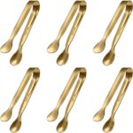 6 PCS Gold Mini Serving Tongs, 4.25 Inch 304 Stainless Steel Appetizer Tongs for... - Image 2