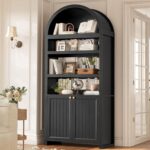 81" Tall Arched Cabinets,Bookcase with storage,Mid-Century Modern 6-Tier Bookshe... - Image 2
