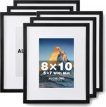 8x10 Picture Frame Set of 6,Black Photo Frame for 5x7 With Mat or 8x10 Without M... - Image 2