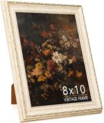 8x10 Vintage Picture Frame, Cream Ivory PS Photo Frame with Wood Grain Texture, ... - Image 2