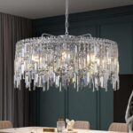 A AXILIXI Large Crystal Chandelier 30'' Chrome Modern Chandelier for Dining Room... - Image 2