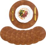 ADRIMER Placemats, Heat Resistant Round Placemats Set of 8 Washable, Waterproof ... - Image 2