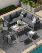 AECOJOY Aluminum Patio Furniture Set, 8 Seats Modern Outdoor Furniture with Adju... - Image 2