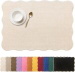 AHHFSMEI Faux Linen Placemats Set of 6 Heat Resistant Non-Slip Stain Proof Table... - Image 2
