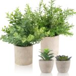 ALAGIRLS 4 Pack Small Fake Plants, 10" Artificial Plants Indoor Eucalyptus/Rosem... - Image 2