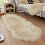AMTOVO Faux Sheepskin Rug, Beige Ultra Soft Fluffy Shag Area Rug, 2 x 6 ft Faux ... - Image 2