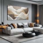 AOZEMI Large Abstract Wall Art Beige Wall Art White Canvas Art Print Modern Artw... - Image 2