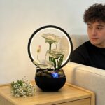 AOZITA Tabletop Water Fountain,3-Tier Transparent Glass Lotus Leaf Zen Fountain,... - Image 2