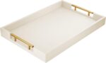 ATZYmolin 17" x 12" Wood Serving Tray with Gold Polished Metal Handles, Home Dec... - Image 2