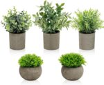 AUUGUU Artificial Potted Plants Faux Greenery in Cement Pots for Shelf, Bookshel... - Image 2