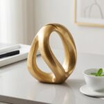 Abstract Gold Knot Sculpture, Modern Geometric Infinity Loop Tabletop Decor for ... - Image 2