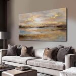 Abstract Wall Art Poster Prints Gold Art Pictures Modern Canvas Picture 24"x48" ... - Image 2