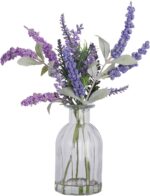 Abzo Fake Flowers- Artificial Lavender Plants in Glass Vase with Faux Water,Faux... - Image 2