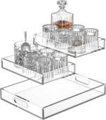 Acrylic Serving Tray Set of 3-16x12 & 7.7x11.4 Inch Clear Luxury Trays for Kitch... - Image 2