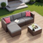 Aiho 5 Pieces Patio Furniture Set All-Weather Outdoor Wicker Sectional Patio Fur... - Image 2