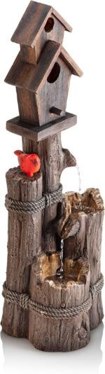 Alpine Corporation 35" Tall Outdoor 3-Tier Birdhouse Water Fountain with Cardina... - Image 2