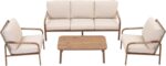 Aluminum Patio Sofa Set, 4-Piece Outdoor Furniture with Coffee Table and Cushion... - Image 2