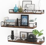 Amaoot Floating Shelves Set of 3, Home Wood Wall Shelf, Farmhouse Shelf for Bedr... - Image 2