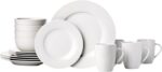Amazon Basics 16-Piece Porcelain Dinnerware Set, Microwave and Dishwasher Safe, ... - Image 2