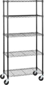 Amazon Basics 5-Shelf Heavy Duty Garage Shelving Storage Rack with 4" Wheel Cast... - Image 2