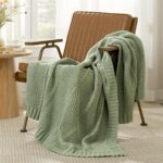 Amélie Home Knit Throw Blanket, Soft Chenille Cozy Breathable Chevron Chunky Dec... - Image 2