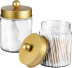 Amolliar Qtip Holder Dispenser -8oz Plastic Apothecary Jar Containers for Vanity... - Image 2