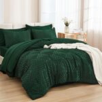 Andency King Size Comforter Set 7 Pieces Dark Emerald Green - Bed in a Bag King ... - Image 2